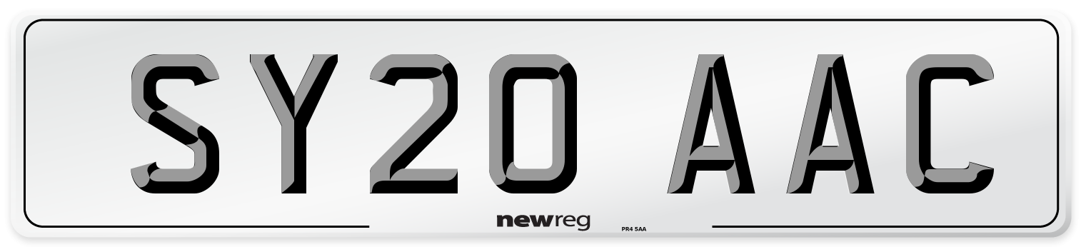 SY20 AAC Number Plate from New Reg